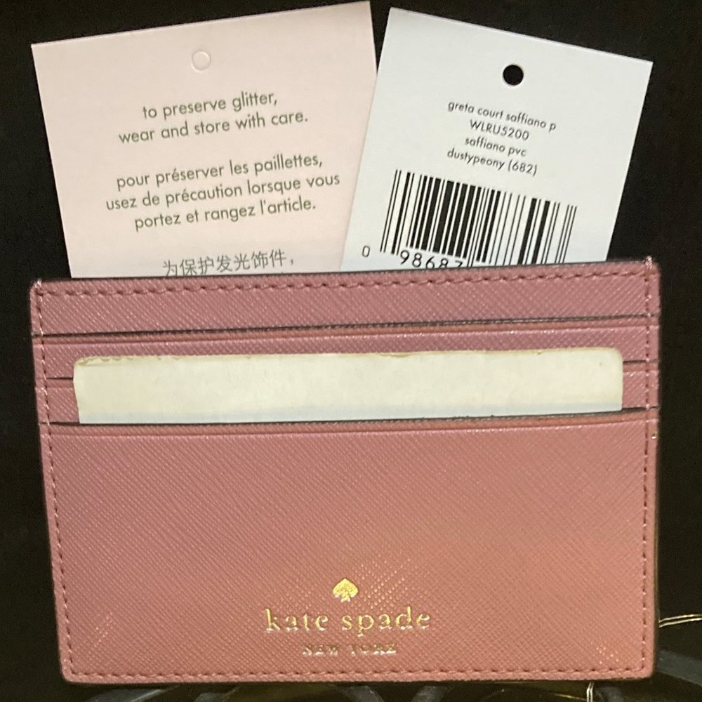 Kate Spade Greta Court Dusty Peony Glitter Card Case